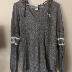 Victoria Secret Pink Grey Heather Jersey Hoodie